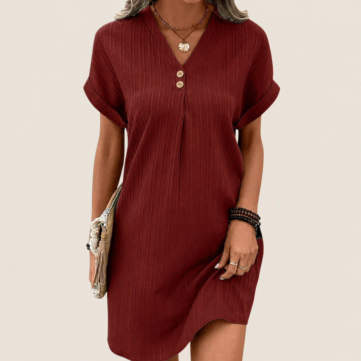Robe mini pour femme avec col en V