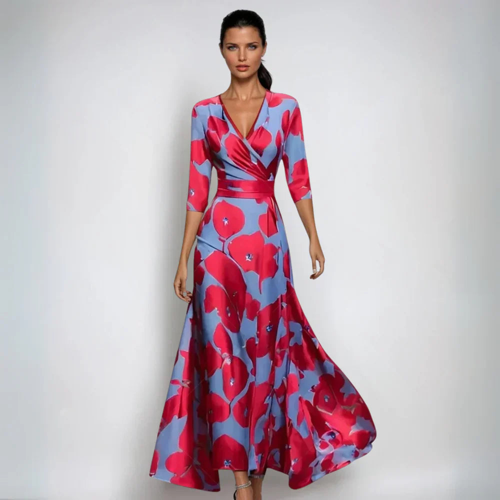 Robe portefeuille maxi à motif floral