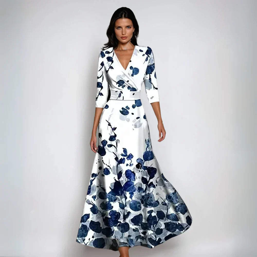 Robe portefeuille maxi à motif floral
