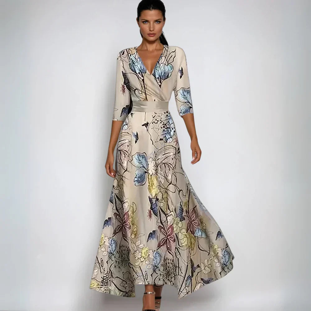 Robe portefeuille maxi à motif floral