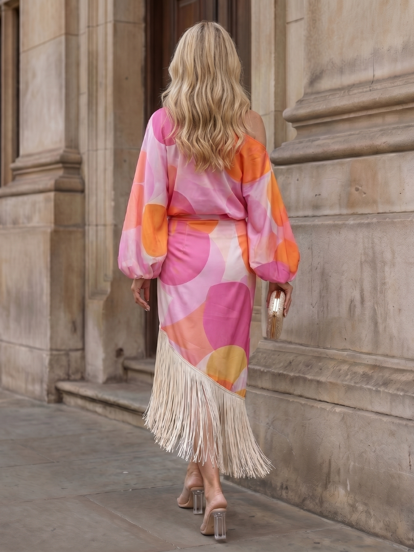 Robe portefeuille midi asymétrique pour femme
