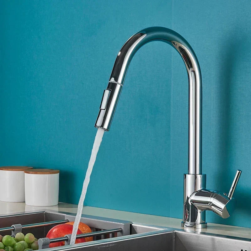 Robinet de cuisine avec douchette rotative 360° - design élégant