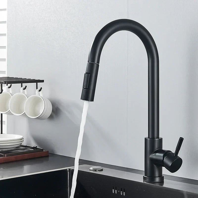 Robinet de cuisine avec douchette rotative 360° - design élégant