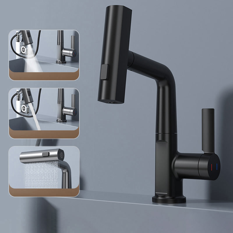 Robinet flexible à LED pour cuisine et salle de bain – pivotant à 360°, flexible extractible et 5 modes de jet