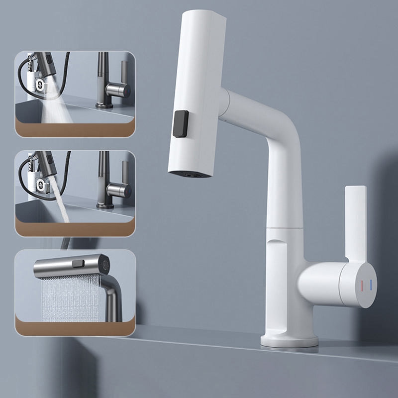 Robinet flexible à LED pour cuisine et salle de bain – pivotant à 360°, flexible extractible et 5 modes de jet