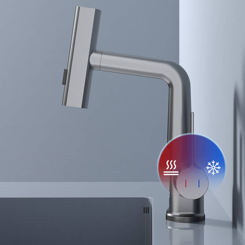 Robinet flexible à LED pour cuisine et salle de bain – pivotant à 360°, flexible extractible et 5 modes de jet