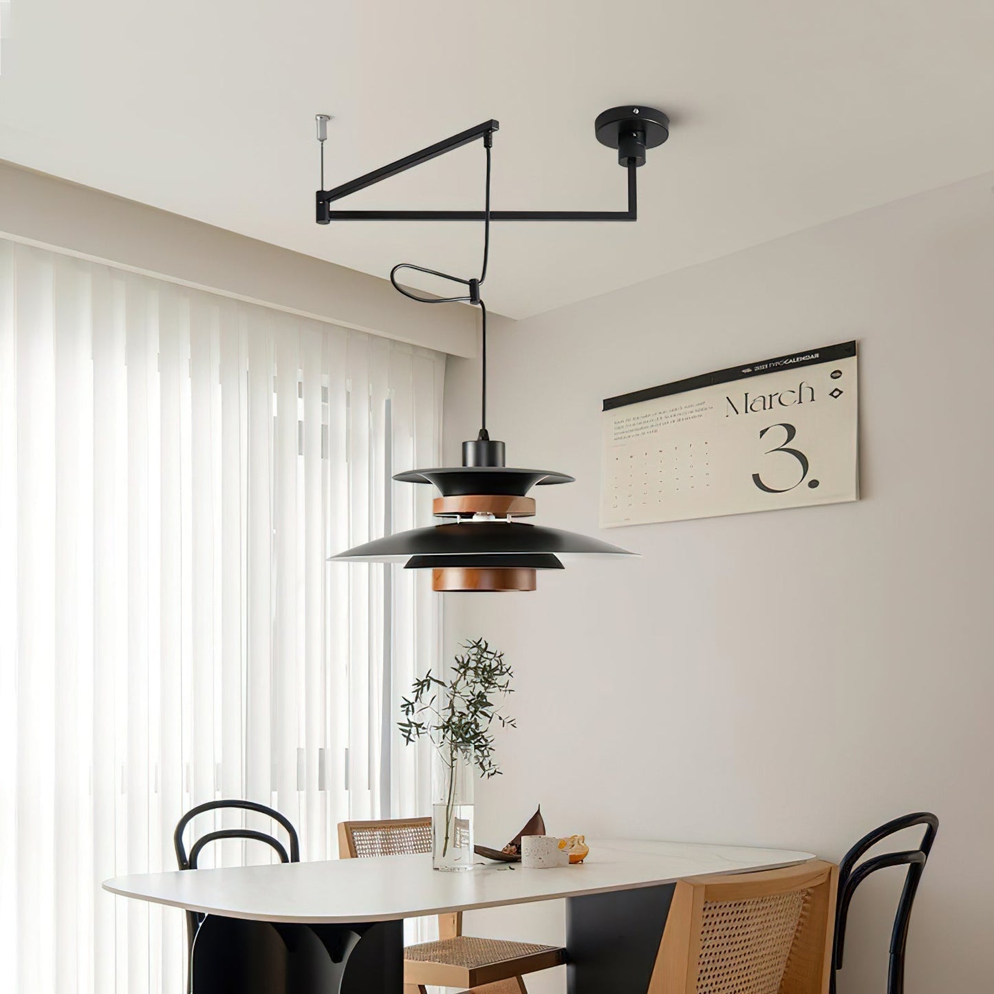 Rotating LED Pendant Light with Adjustable Brightness and Minimalist Style