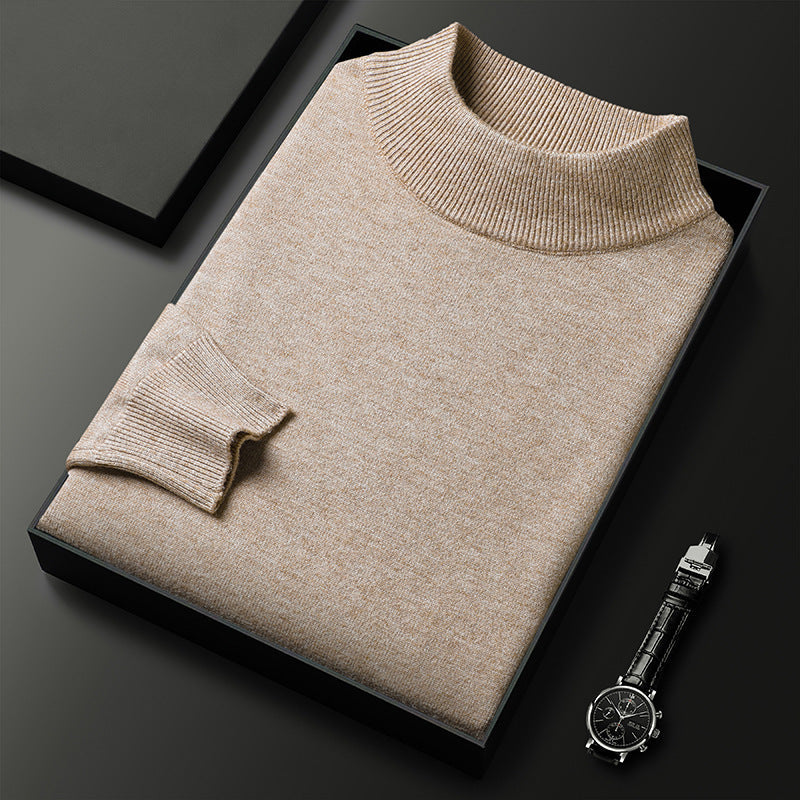 Ryan | Winter knitted jumper with half-zipped stand-up collar