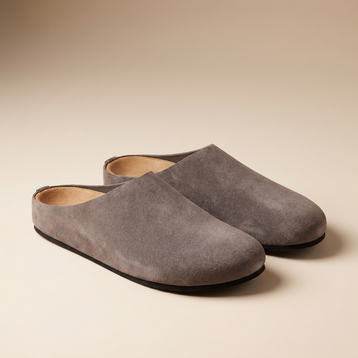 Sabots pour femme en cuir suédé de vachette doux | Chaussures à enfiler confortables à porter toute la journée