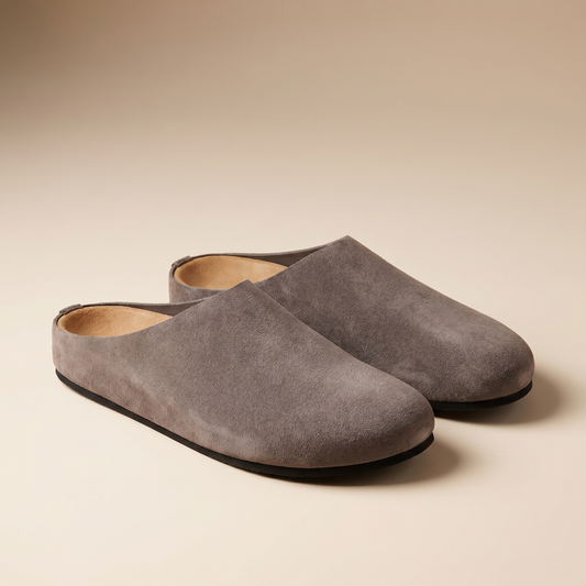 Sabots pour femme en cuir suédé de vachette doux | Chaussures à enfiler confortables à porter toute la journée