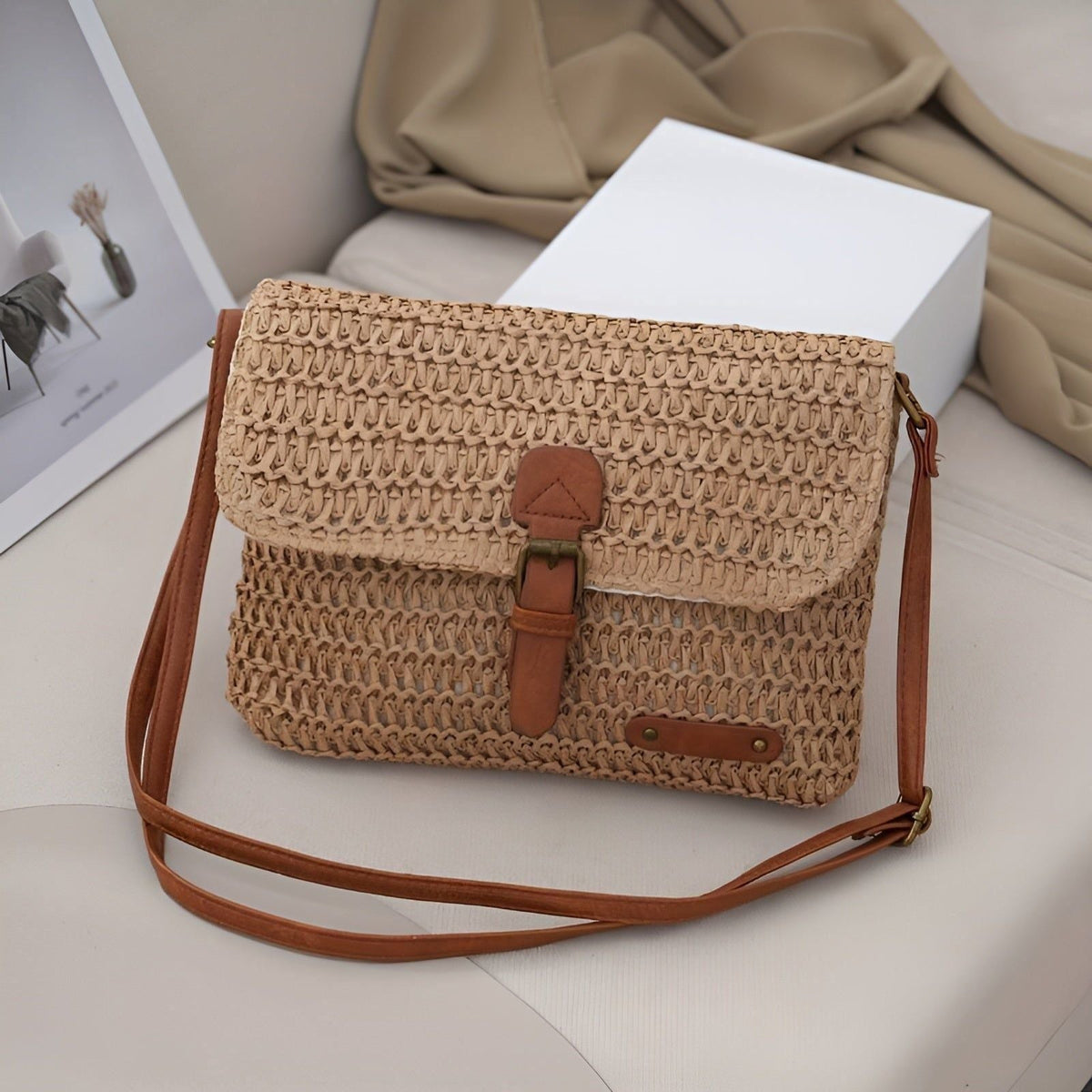 Sac à bandoulière en paille style vintage pour l'été