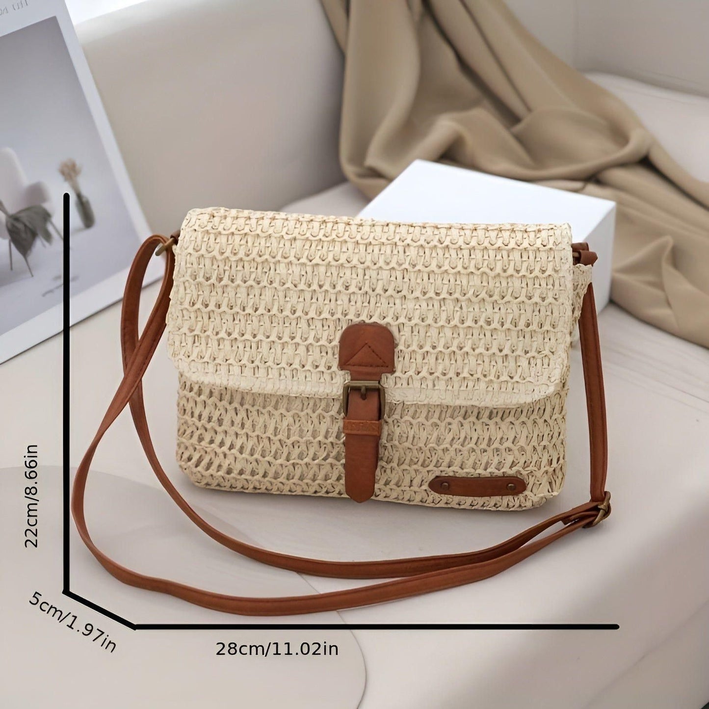 Sac à bandoulière en paille style vintage pour l'été