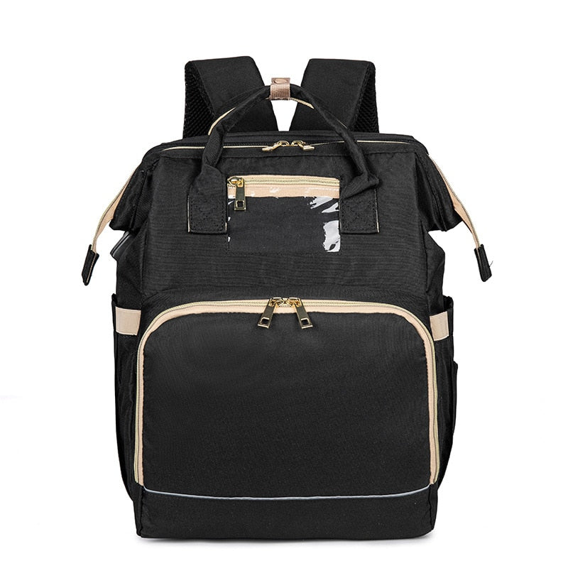 Sac à dos à langer avec lit bébé pliable – design imperméable à plusieurs poches