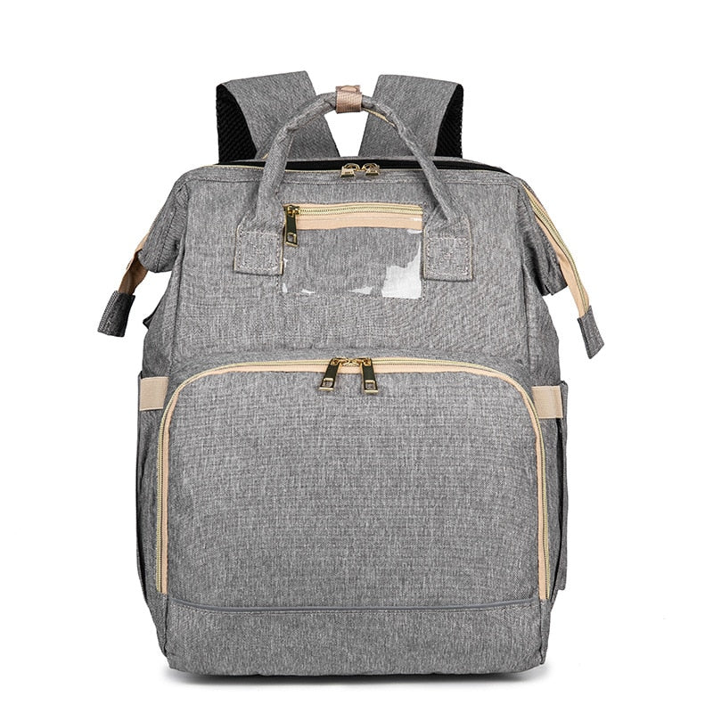 Sac à dos à langer avec lit bébé pliable – design imperméable à plusieurs poches