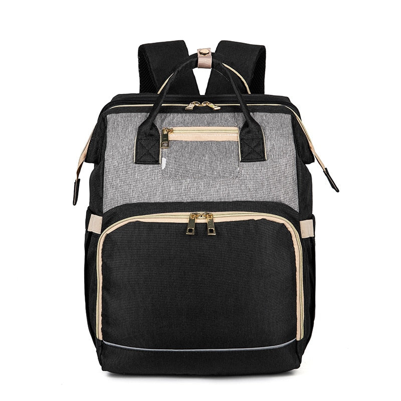 Sac à dos à langer avec lit bébé pliable – design imperméable à plusieurs poches