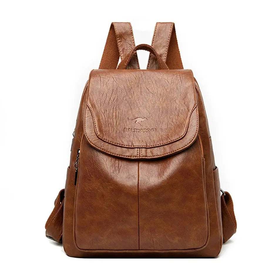 Sac à dos en cuir véritable pour femme – élégance urbaine et design anti-vol