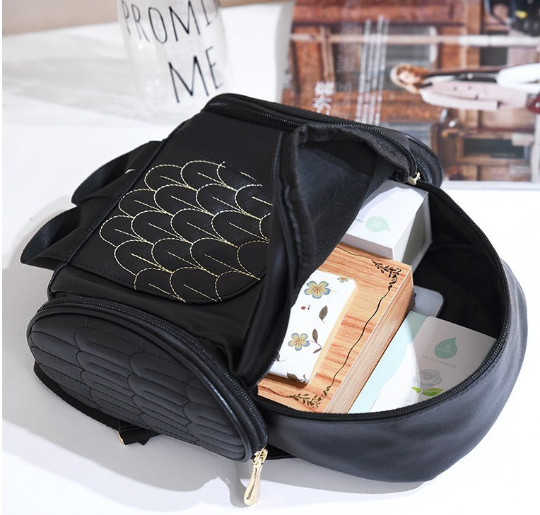 Sac à dos femme en simili-cuir avec motif chouette et plusieurs poches
