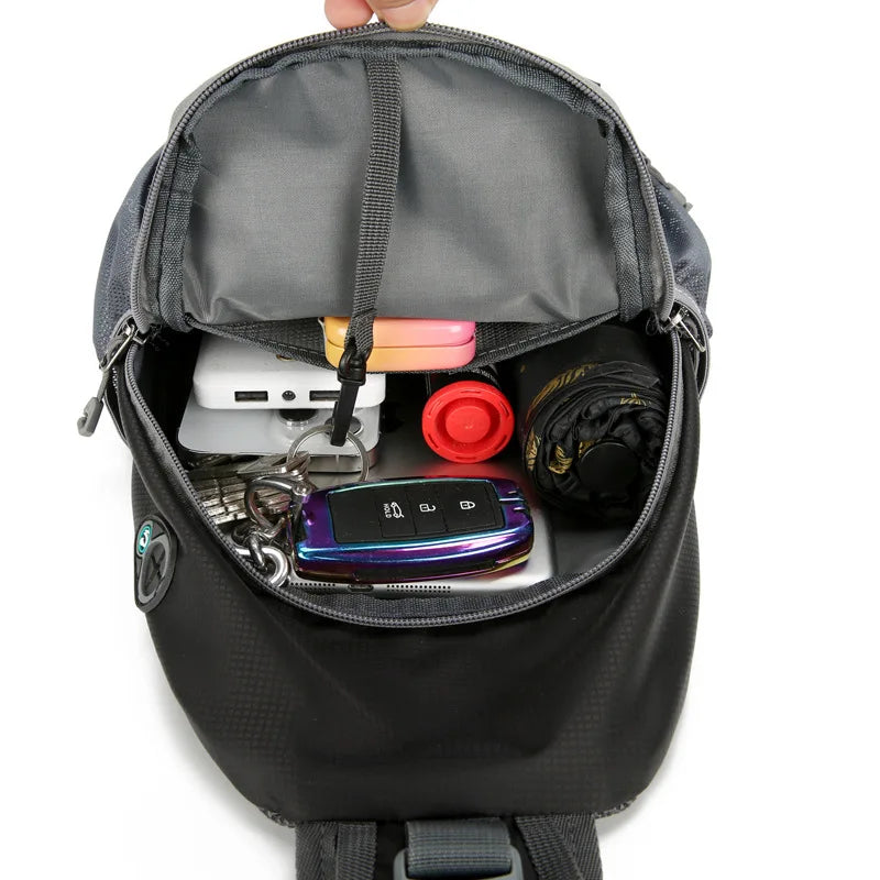 Sac à dos monobretelle imperméable et antivol à compartiments multiples – sac léger de voyage à porter en bandoulière