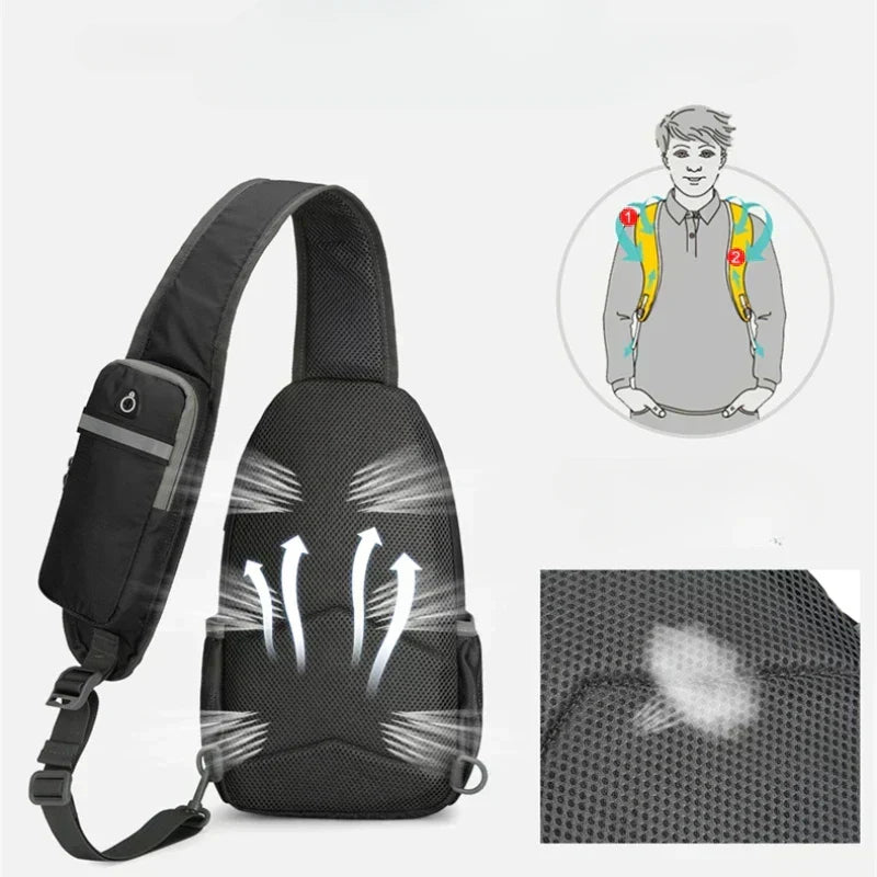 Sac à dos monobretelle imperméable et antivol à compartiments multiples – sac léger de voyage à porter en bandoulière
