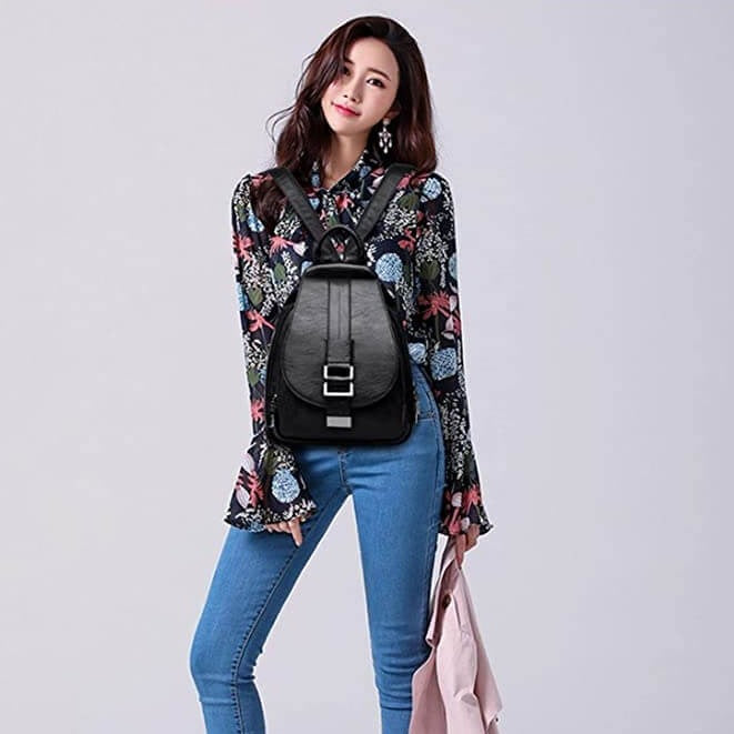Sac à dos pour femme en cuir véritable