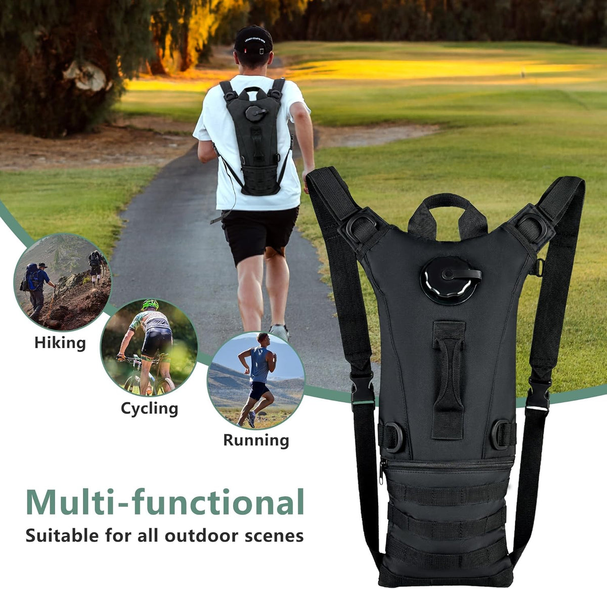 Sac d'hydratation tactique avec poche à eau de 3 L