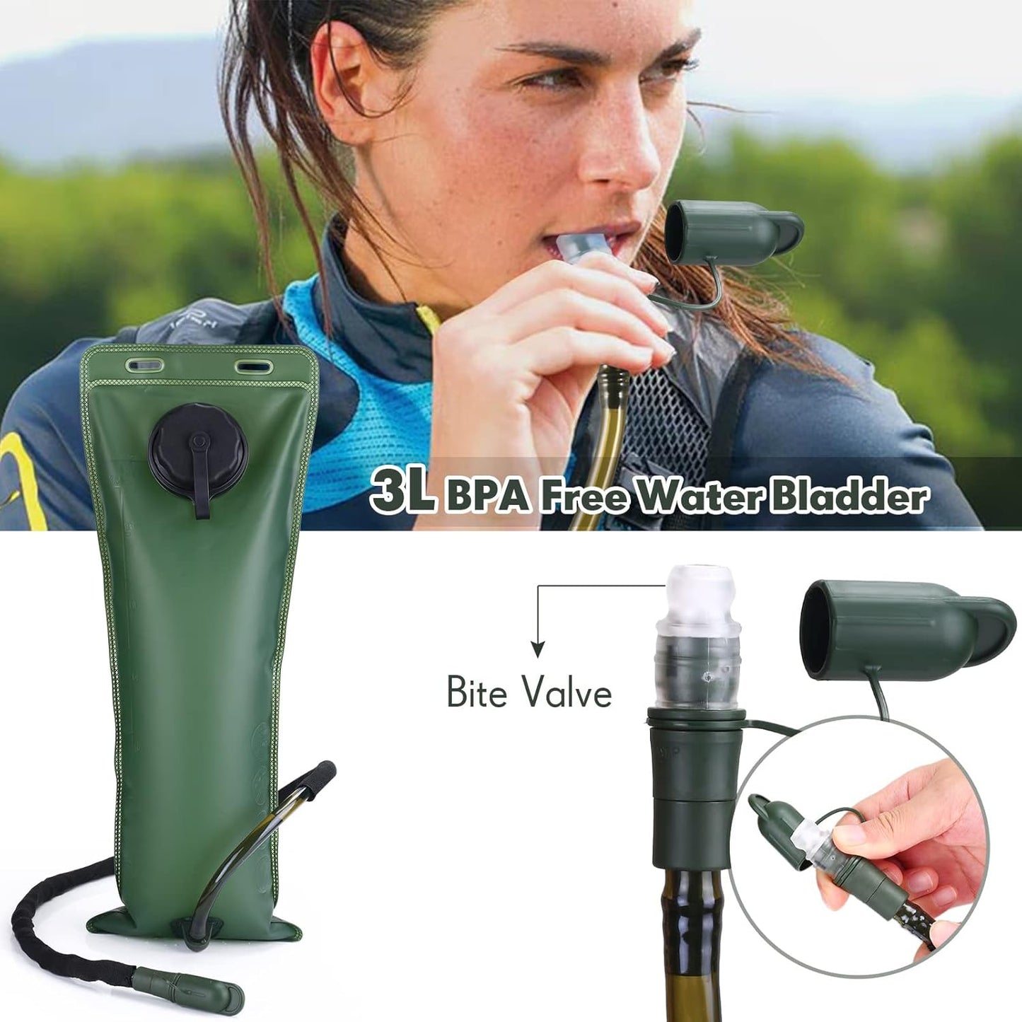 Sac d'hydratation tactique avec poche à eau de 3 L