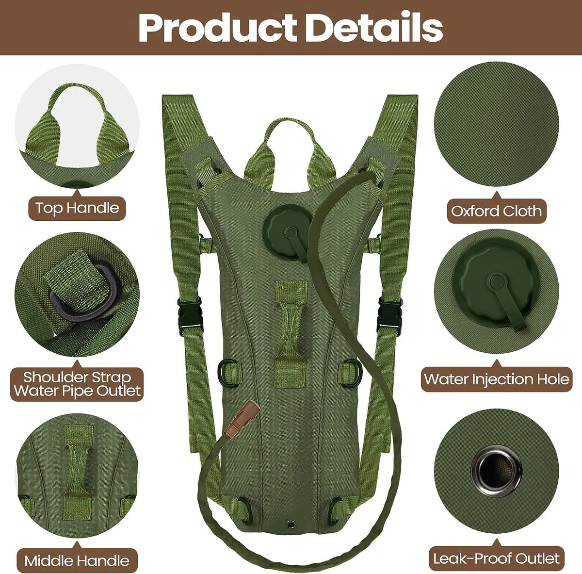 Sac d'hydratation tactique avec poche à eau de 3 L