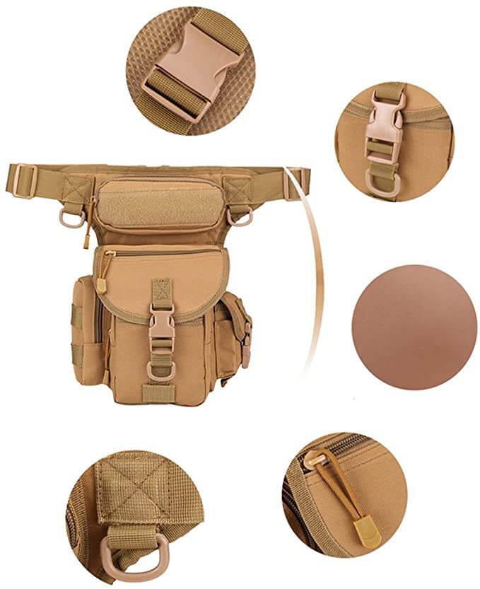 Sac de cuisse tactique résistant pour homme – Déperlant et multipoches