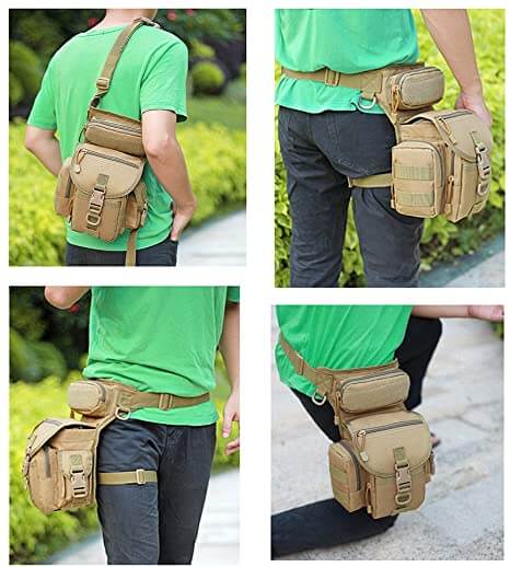 Sac de cuisse tactique résistant pour homme – Déperlant et multipoches