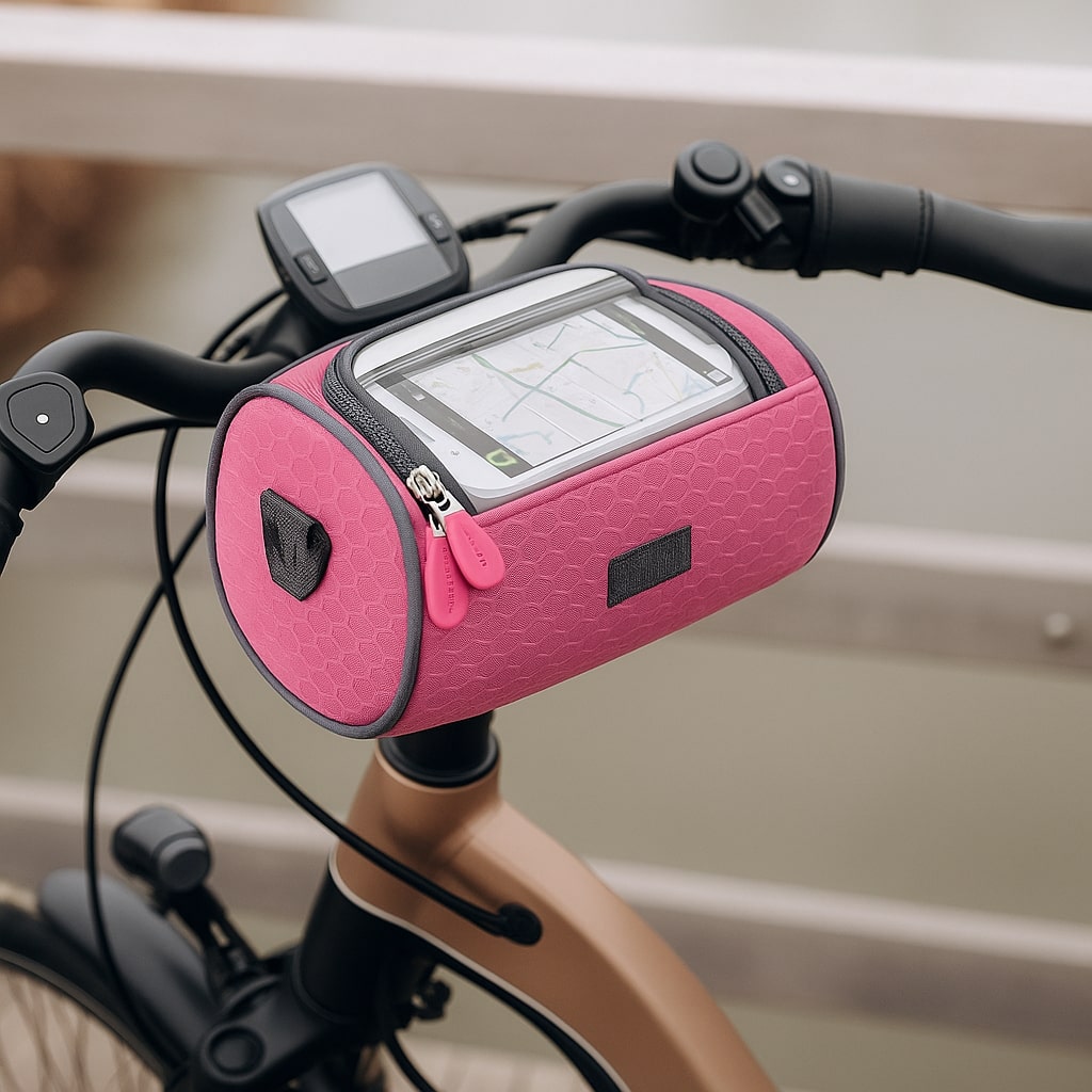 Sacoche de vélo compatible écran tactile avec système d'attache velcro universel
