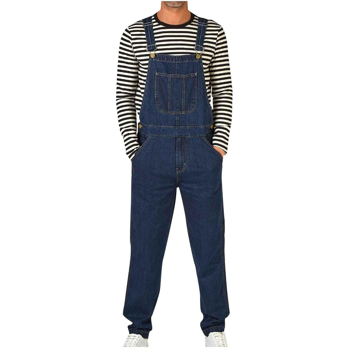 Salopette en jean pour homme avec poches et bretelles réglables