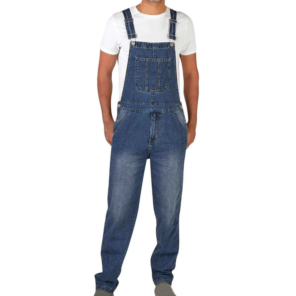 Salopette en jean pour homme avec poches et bretelles réglables