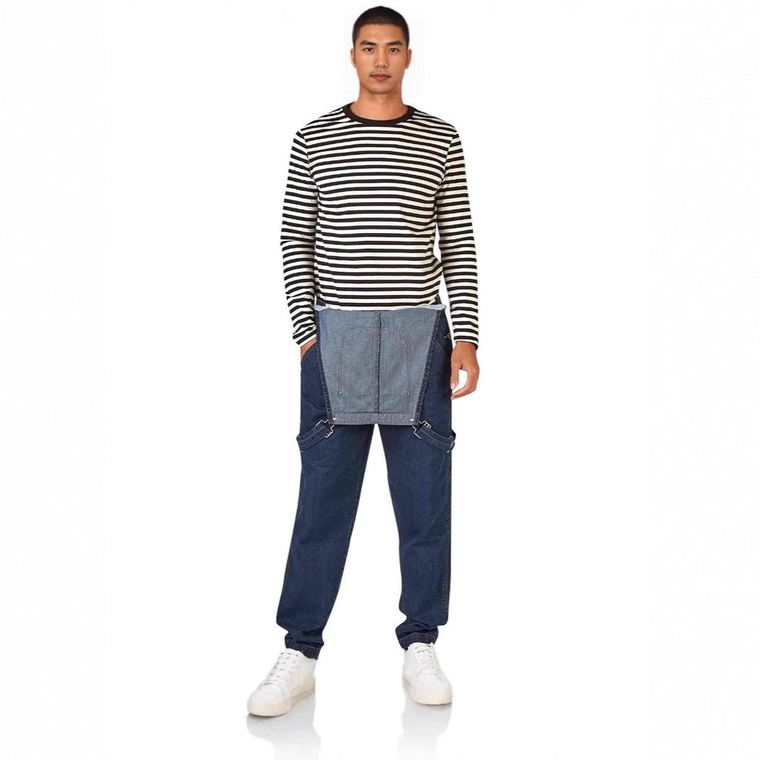 Salopette en jean pour homme avec poches et bretelles réglables