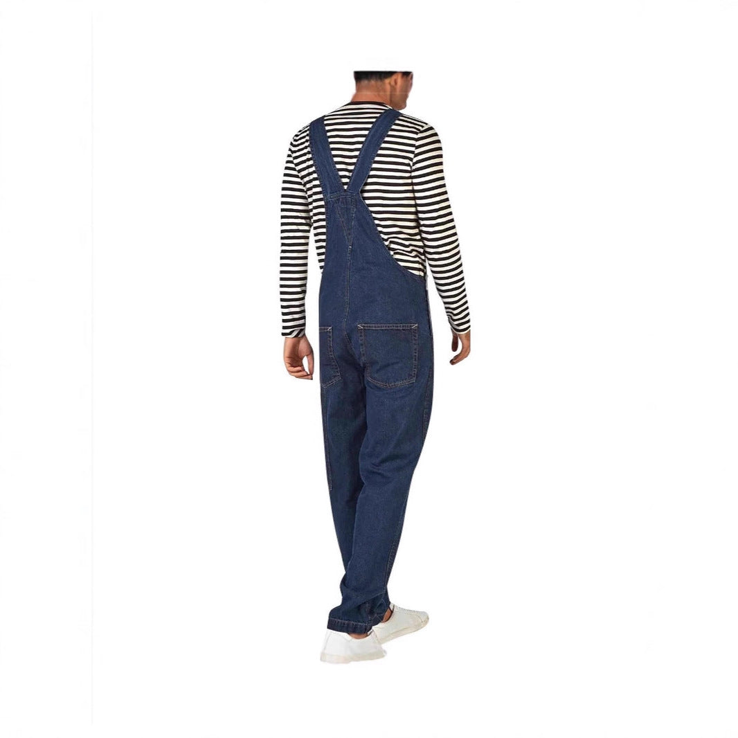 Salopette en jean pour homme avec poches et bretelles réglables