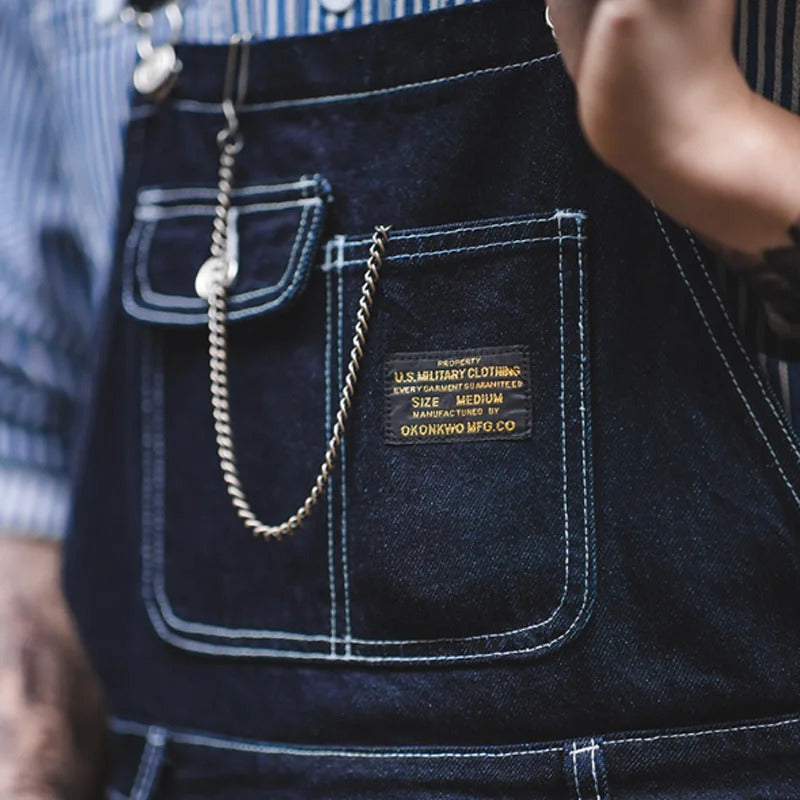 Salopette indigo pour homme, confort et durabilité