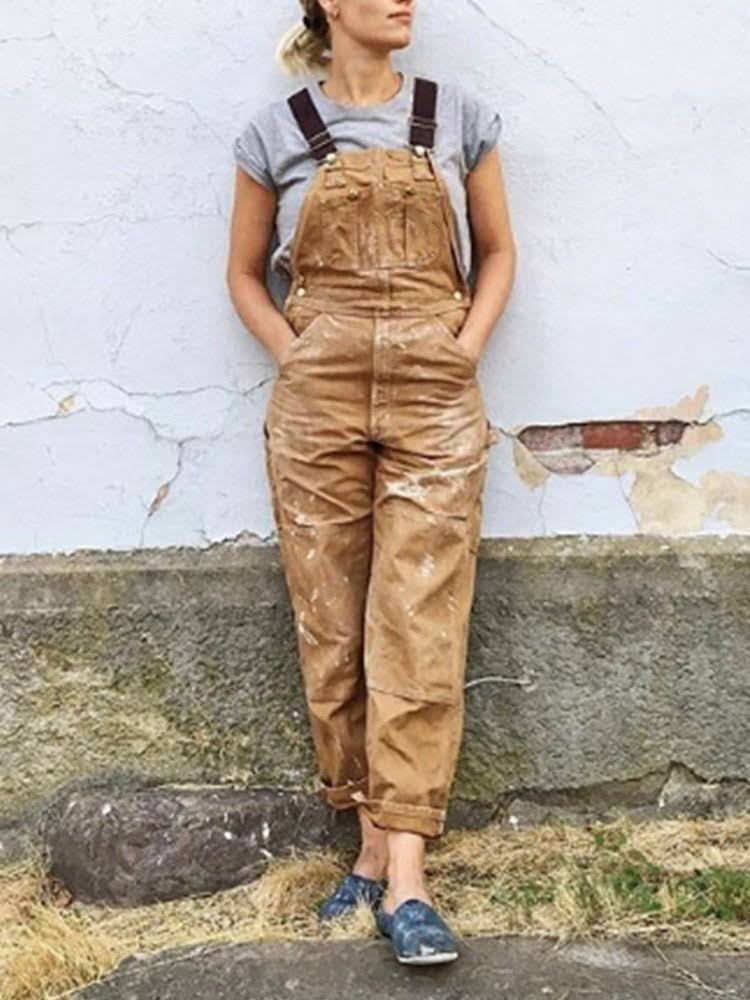 Salopette pour femme avec bretelles réglables de style rétro