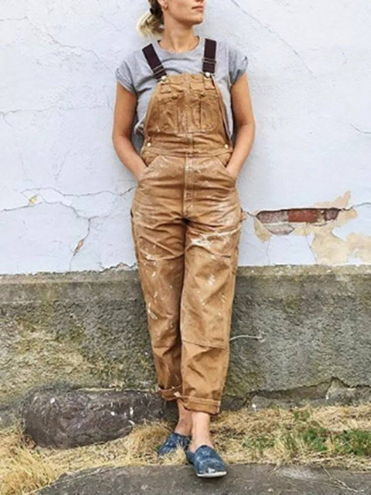Salopette pour femme avec bretelles réglables de style rétro