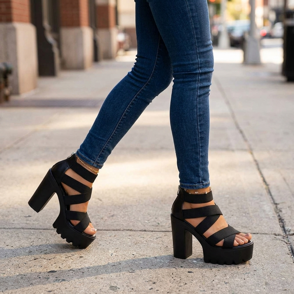 Sandales à talons plateforme à brides croisées