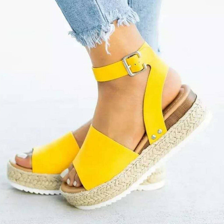 Sandales compensées à jute pour femme