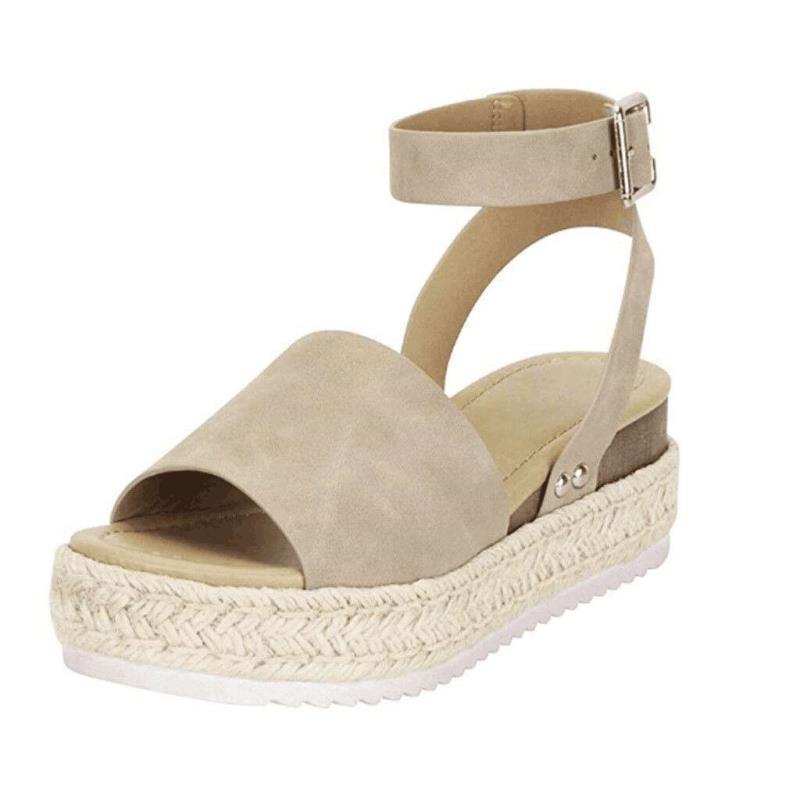 Sandales compensées à jute pour femme
