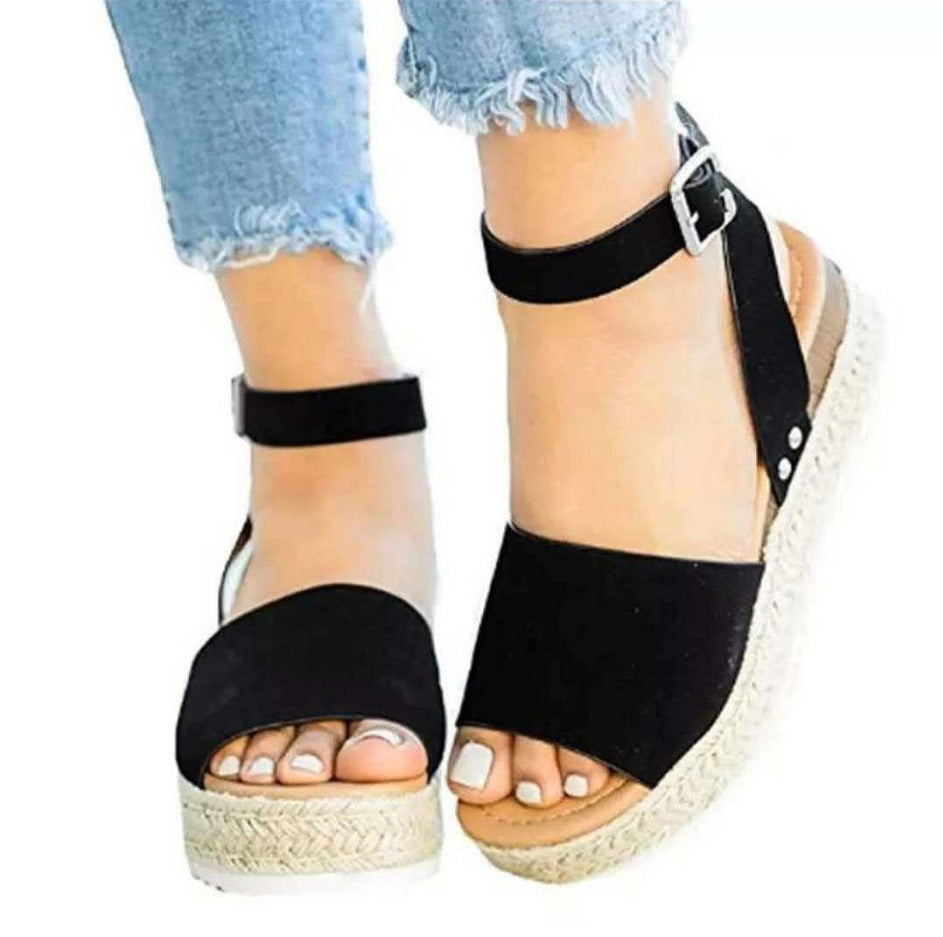 Sandales compensées à jute pour femme