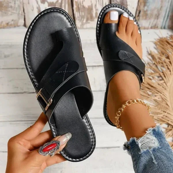 Sandales orthopédiques en cuir pour femme avec correction de l'hallux valgus