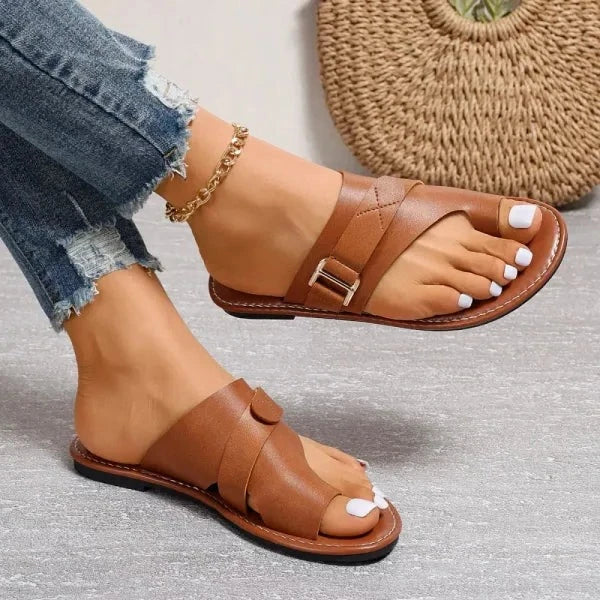 Sandales orthopédiques en cuir pour femme avec correction de l'hallux valgus