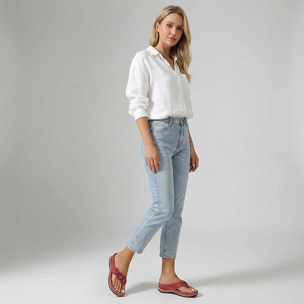 Sandales orthopédiques pour femme avec détail fleur