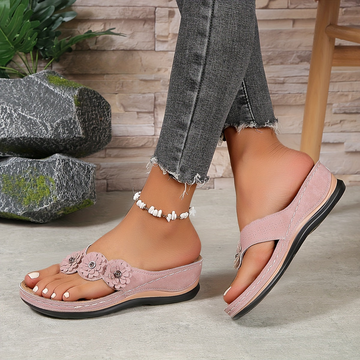 Sandales orthopédiques pour femme avec détail fleur