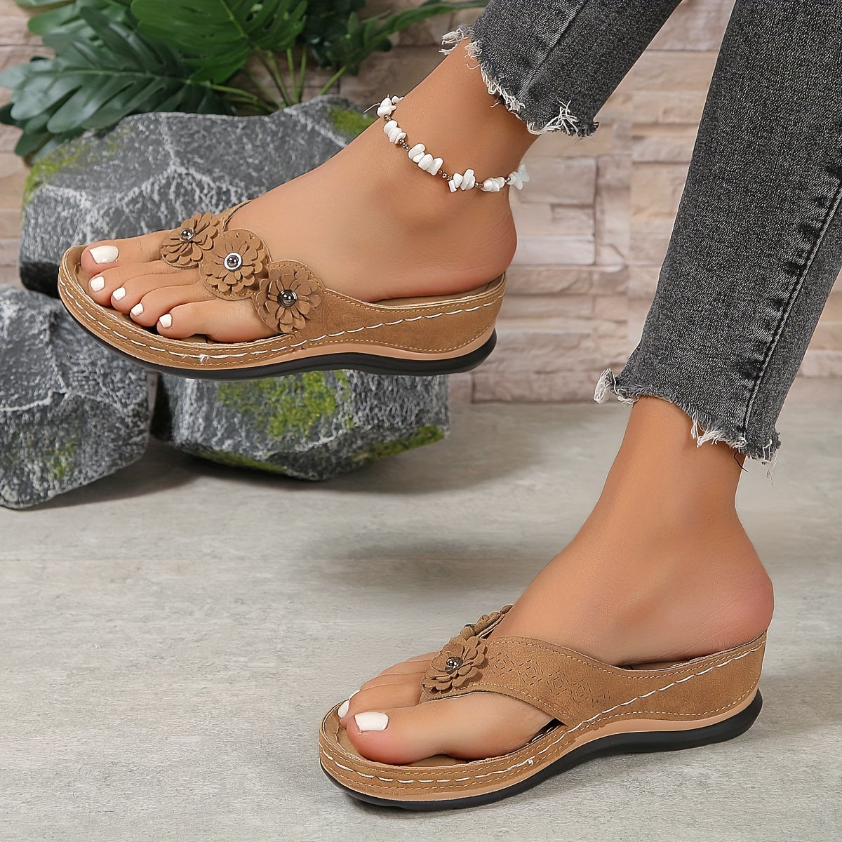 Sandales orthopédiques pour femme avec détail fleur