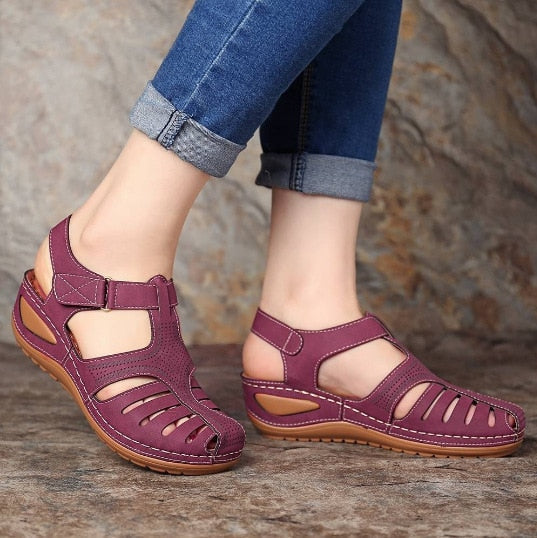Sandales rétro orthopédiques en cuir