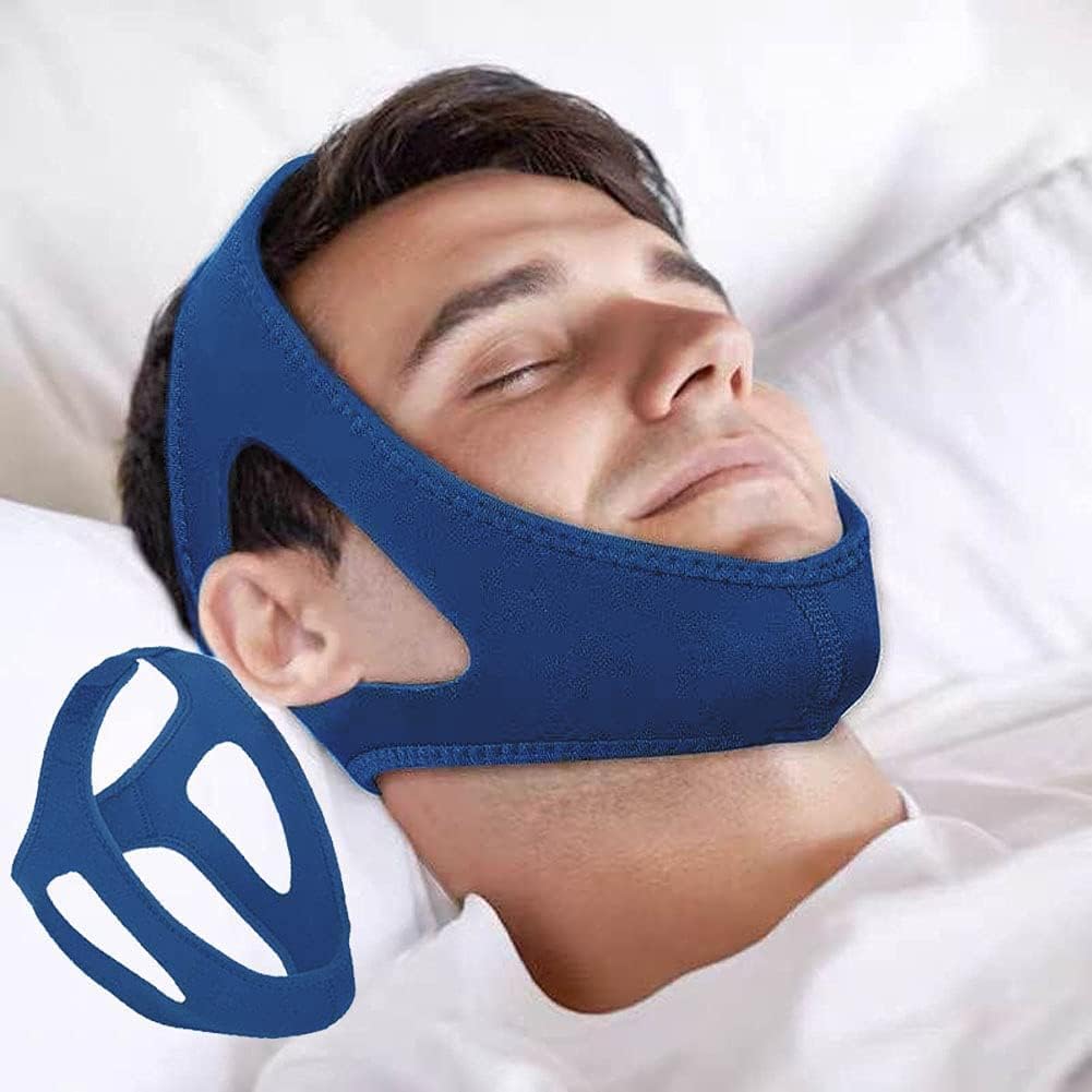 Sangle anti-ronflement pour le menton en néoprène respirant – Réduit les ronflements et offre un sommeil nocturne confortable