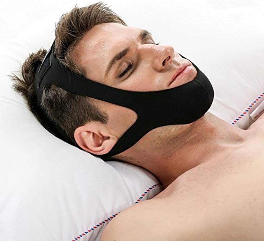 Sangle anti-ronflement pour le menton en néoprène respirant – Réduit les ronflements et offre un sommeil nocturne confortable