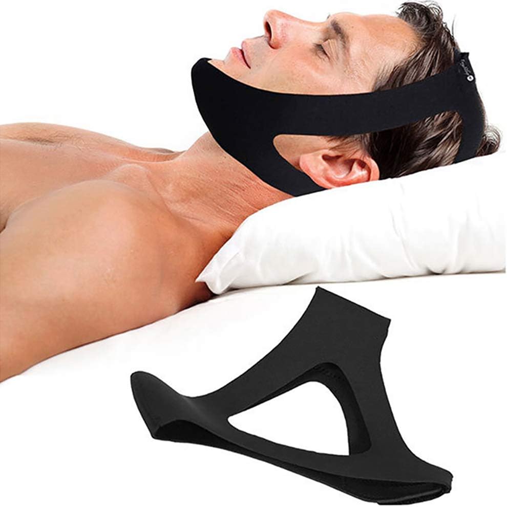 Sangle anti-ronflement pour le menton en néoprène respirant – Réduit les ronflements et offre un sommeil nocturne confortable
